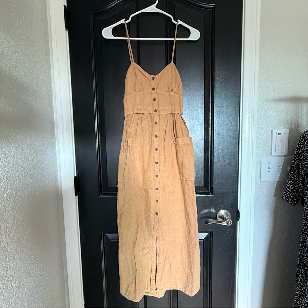 Whistles Suki Linen Tie-Back Midi Dress